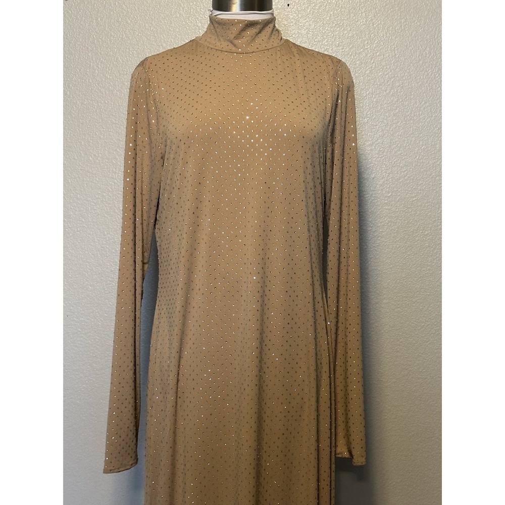 NWT Show Me Your Mumu All Out Maxi Dress Taupe Size XL Stretch Rhinestone - Picture 5 of 9